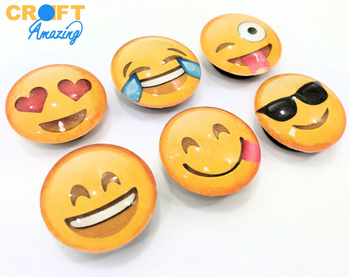 Emoji Set 6piece Glass Set 1 Round Etsy