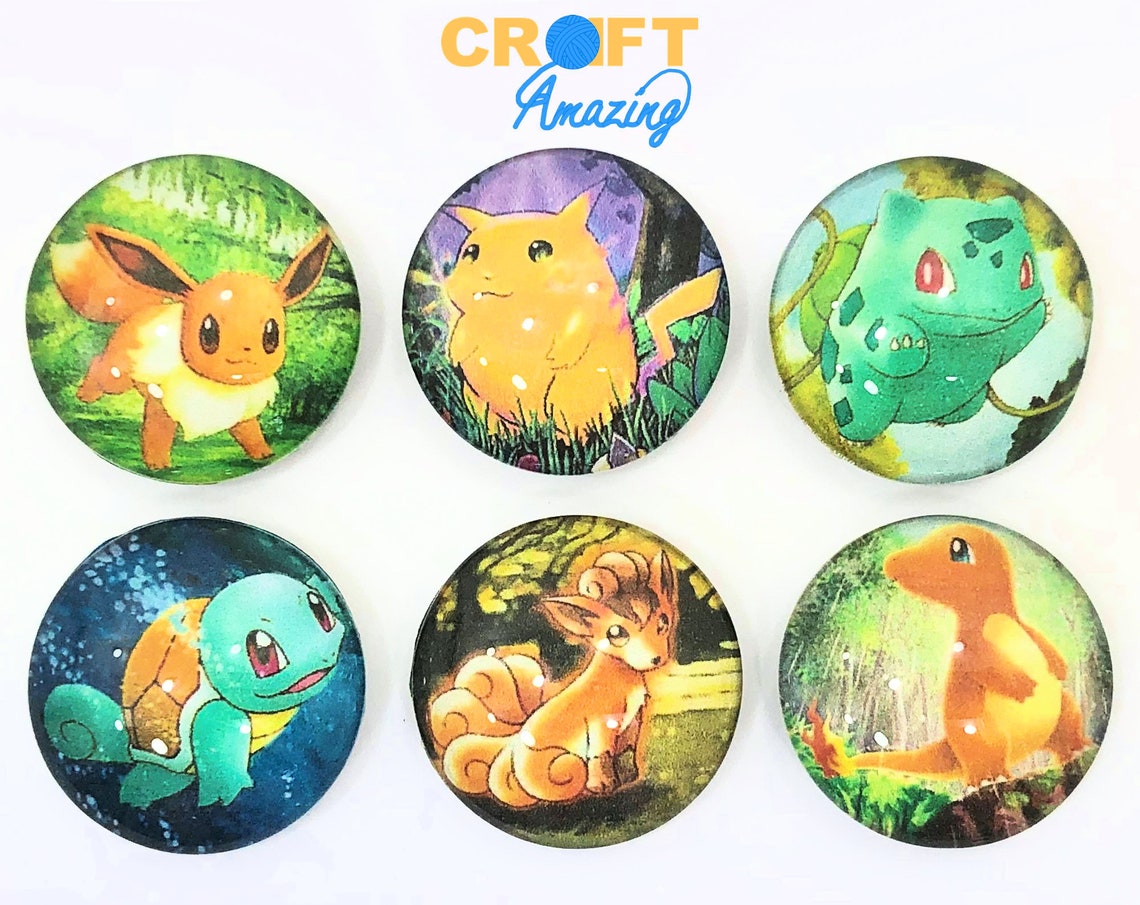 Pokémon Set Conjunto de imanes de vidrio de 6 piezas Etsy