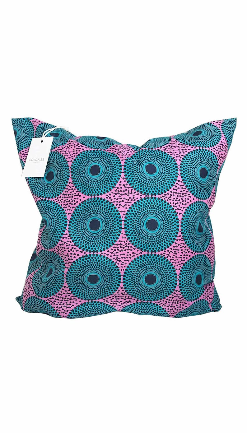 Pink and turquoise Floral African Tribal Graphic Print cushion cover 20 x 20 inch