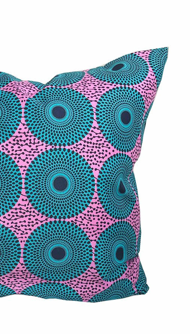 Pink and turquoise Floral African Tribal Graphic Print cushion cover 20 x 20 inch
