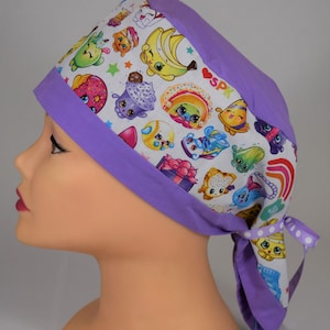 Teardrop Scrub cap, Shopkins with purple top