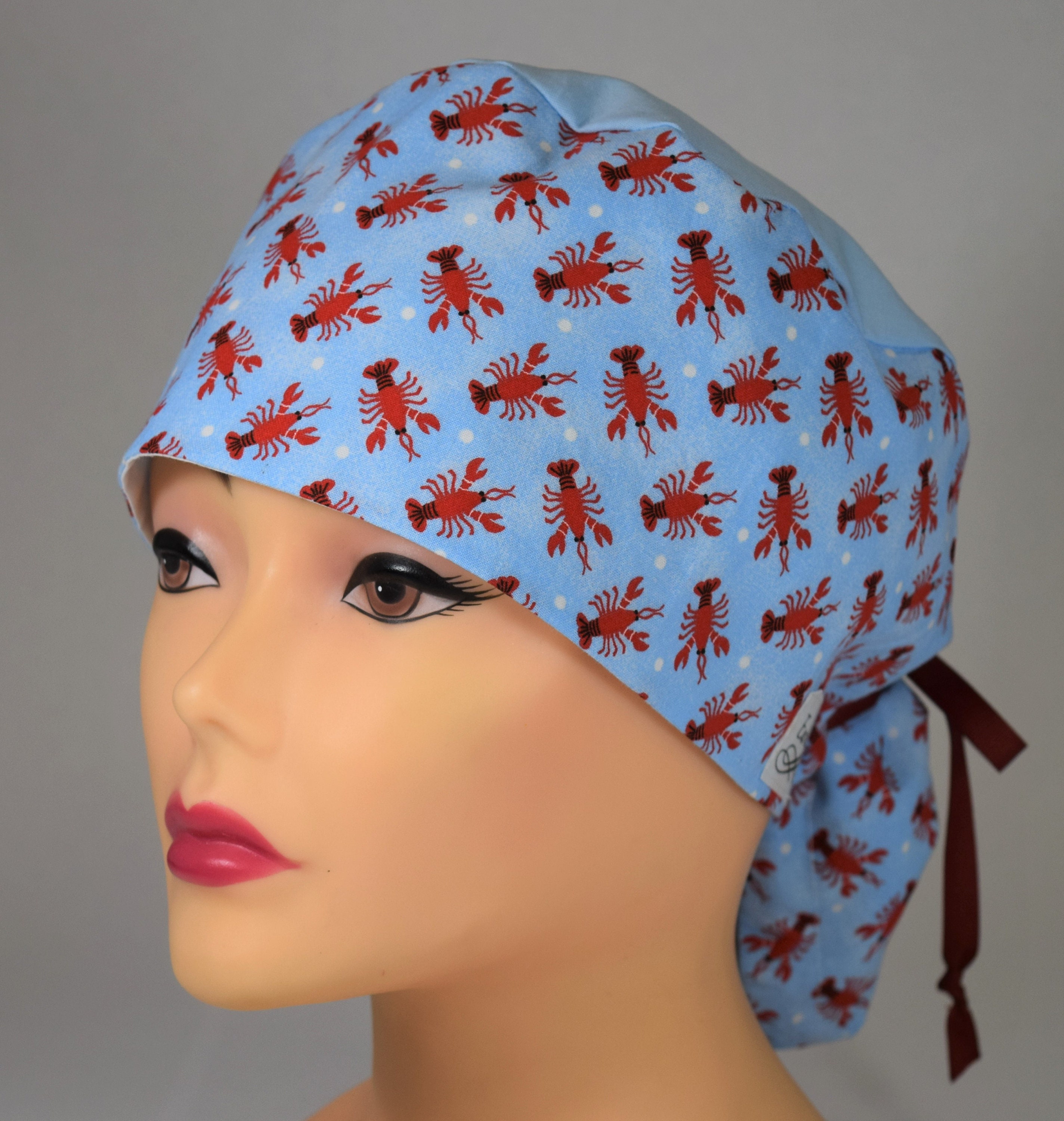 Teardrop Scrub Cap Lobster With Blue Top and Red Tie Etsy UK