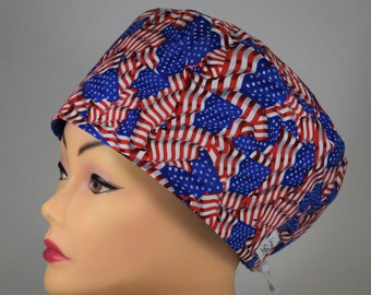 LARGE Euro Toggle Style Scrub Cap; Amerikanische Flagge