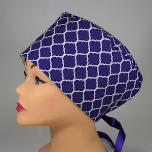 Euro Style Scrub cap, Purple Arabesque