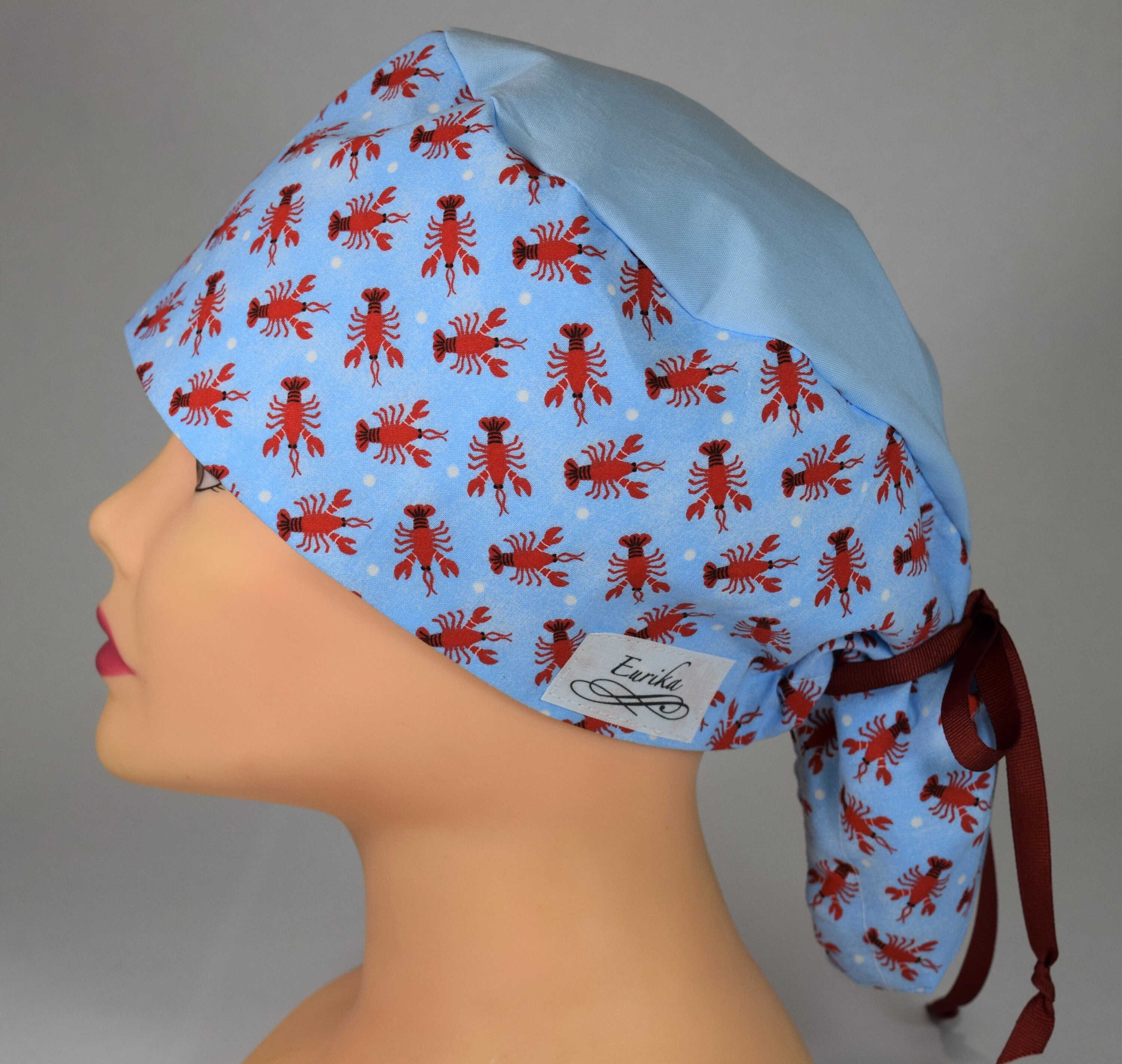 Teardrop Scrub Cap Lobster With Blue Top and Red Tie Etsy UK