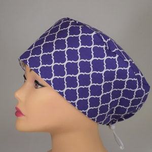 Euro Toggle Style Scrub cap; Purple Arabesque