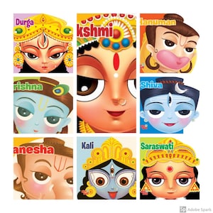 Hindu Gods and Goddesses Board Book Bundle, Indian cultural Board Books for newborns, toddlers and kids, Ganesha, Hanuman, Lakshmi, Diwali