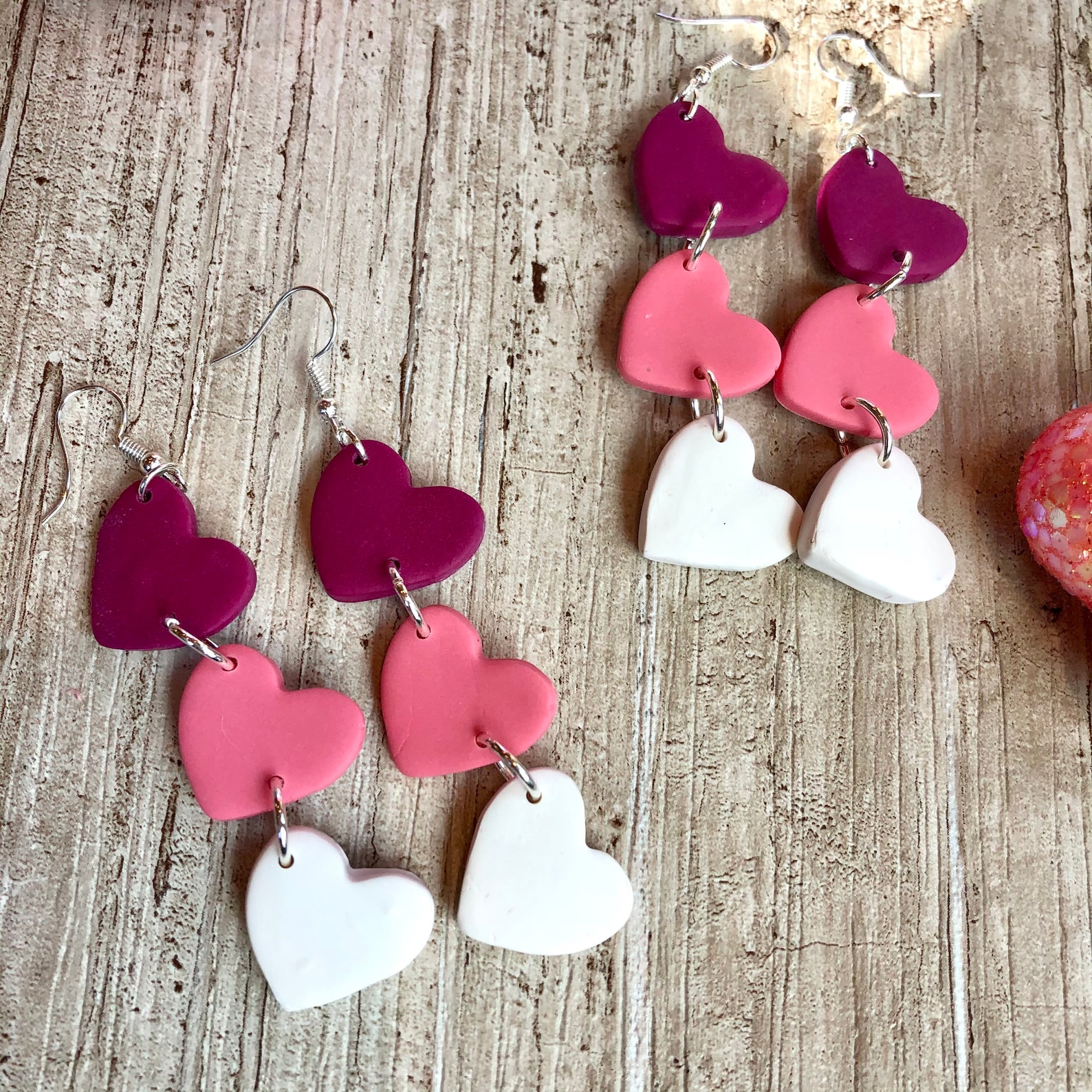 Heart Clay Earrings Valentines Day Jewelry Polymer Clay Etsy