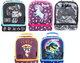 Gepersonaliseerde dubbeldekker geïsoleerde lunchtas voor kinderen – Thermische lunchbox jongens en meisjes