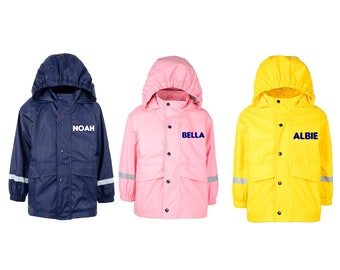 Fringoo - Personalised Kids Raincoat - Waterproof Jacket For Kids - Personalised Name Tag - Machine Wash - Lightweight Coat