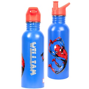 Personalised Kids Water Bottle: Spiderman Stainless Steel, Leakproof 700ML
