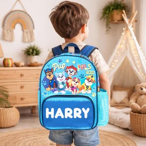 Personalised Kids Backpack: Paw Patrol Nursery Bag with Water Bottle Pocket