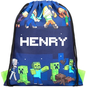 Sacs Minecraft personnalisés avec cordon de serrage Kit Kit PE Cartable et sac de sport pour enfants - Sac de natation pour garçons