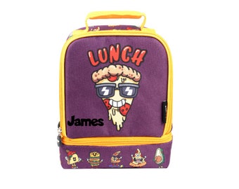 Personalised Double Decker Thermal Lunch Bag for Kids - Fully Insulated Lunch Box - Cool Food