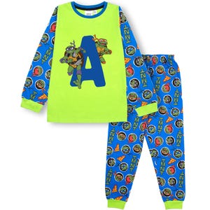 TEENAGE MUTANT NINJA Turtles Personlig Initialpyjamas för Barn 100 % Bomull Långärmad Vinterpyjamas