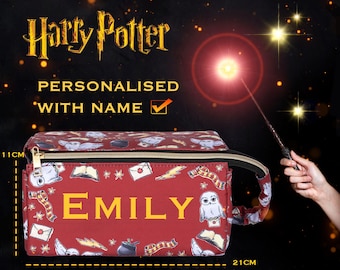 Harry Potter Personalised Harry Potter Hogwarts Large Makeup Bag Custom Toiletry Travel Cosmetic Bag for Girls Christmas Gift for Girls