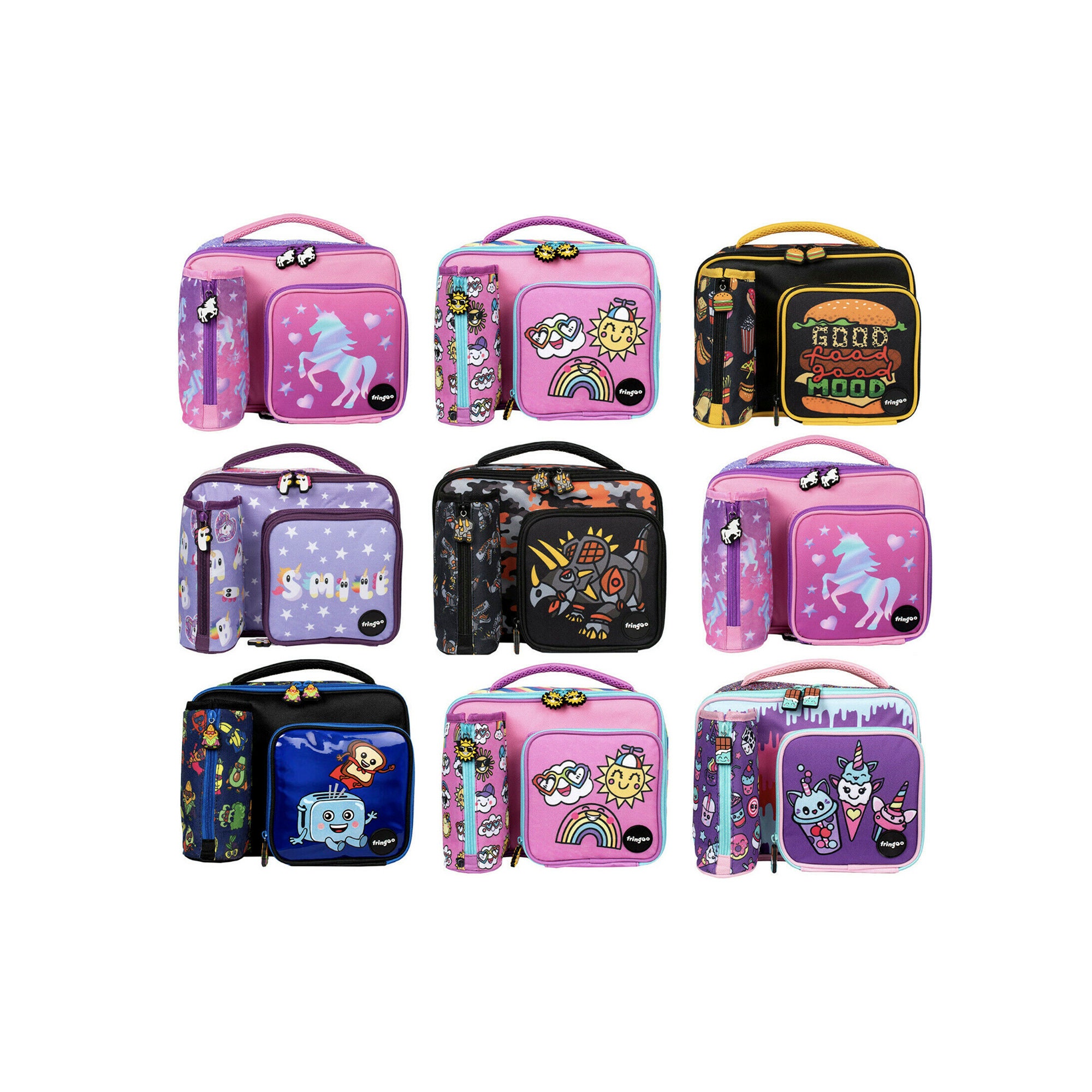 Fringoo Kids Personalised Lunch Bag Large Capacity Strap Thermal Lunch Box  for Girls & Boys School Packed Lunch Bag 