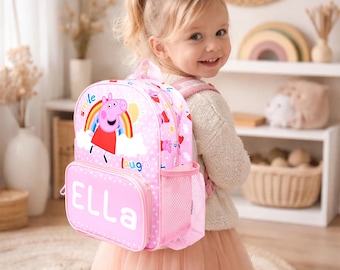 Kids Personalised Backpack: Peppa Pig Pink Nursery Toddler Bag
