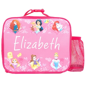 Sac à lunch personnalisé Princesses Disney pour enfants - Sac à lunch isotherme pour chambre de bébé pour filles - Sac à lunch d'école pour filles - Rose
