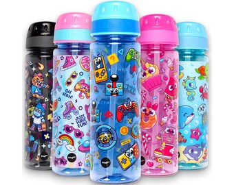 Gourde avec paille pour enfants : 650 ml, conception étanche sans BPA