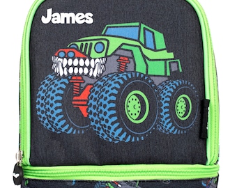 Sac à lunch thermique personnalisé à deux étages pour enfants - Boîte à lunch entièrement isolée - Monster Truck