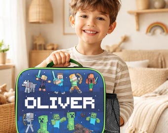 Kids Personalised Lunch Bag – Minecraft Insulated Kids Snack Bag