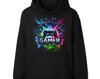 Boys Gamer Hoodie: Cotton-Rich Gaming Pullover with Kangaroo Pocket