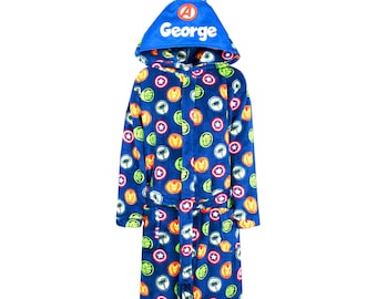 Marvel - Gepersonaliseerde kinderbadjas - Kamerjas voor kinderen - Marvel Avengers Design-badjas - Officiële Marvel-merchandise