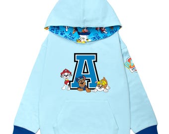 Personalisierter Paw Patrol Hoodie: Initial Baumwoll Sweatshirt, Geschenk für Jungen
