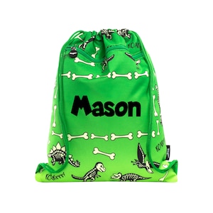 Sac à cordon personnalisé pour enfants avec poche zippée en PE, natation, football, dinosaure, gymnase, sac d'école pour garçons filles