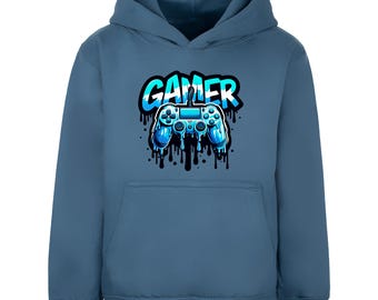 Boys Gamer Hoodie: Cotton-Rich Gaming Pullover Jumper with Kangaroo Pocket