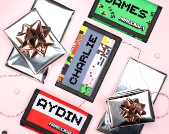 Personalised Kids Wallet – MINECRAFT Gift Customised with Name