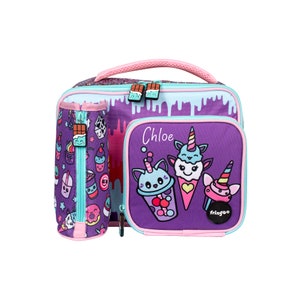 Sac à lunch scolaire pour enfants Sac à lunch thermique carré personnalisé de grande capacité pour les filles - Nourriture mignonne