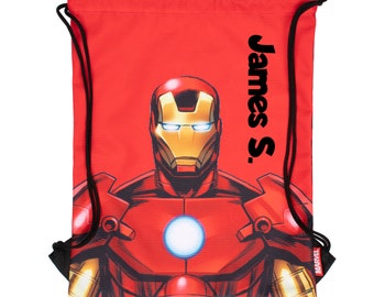 Marvel Comics - Personalised Sakky Kids Iron Man Drawstring Bag - School Bag for Kids - Official Merchandise Gift for Boys