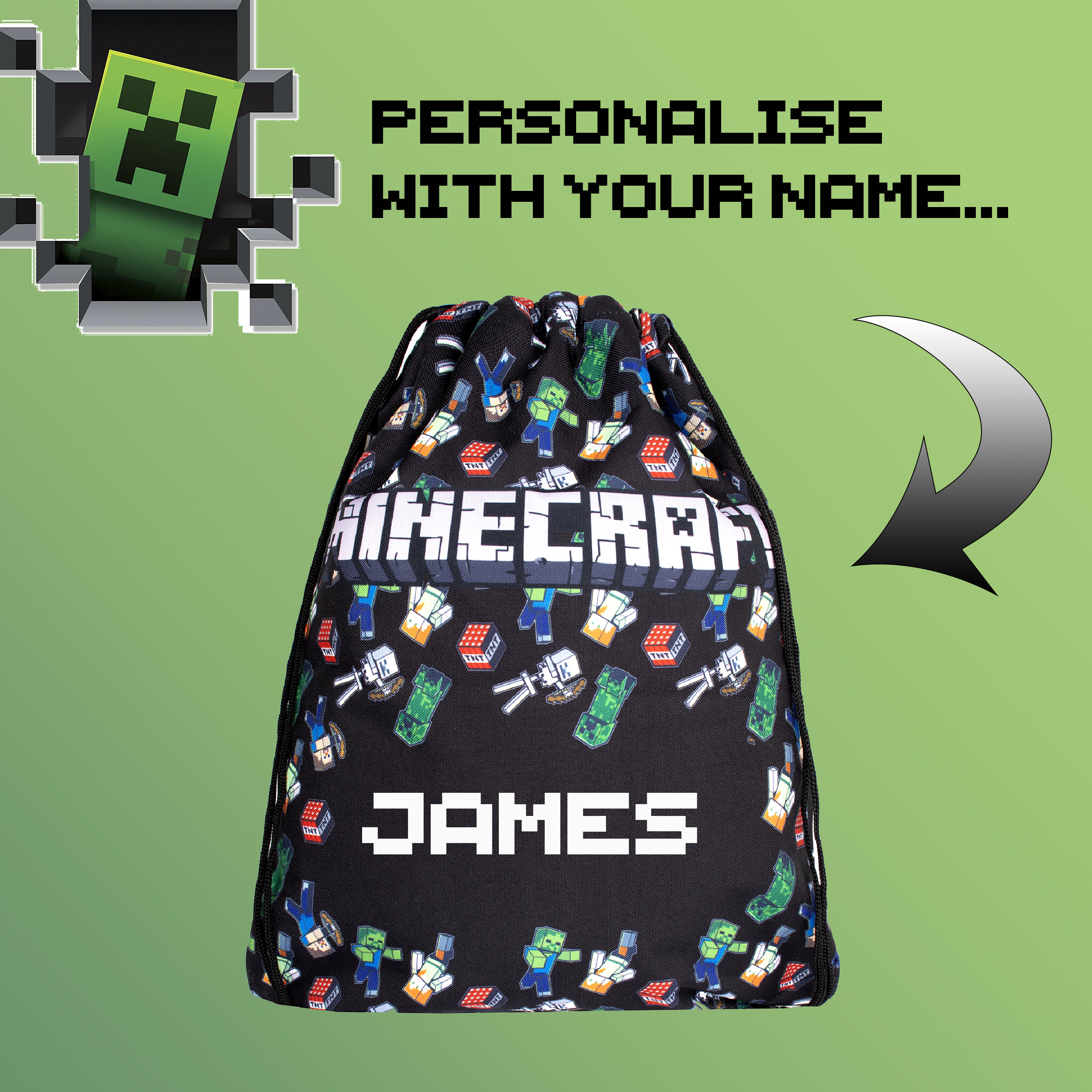 MINECRAFT Personalised Drawstring Bag Minecraft World PE Etsy