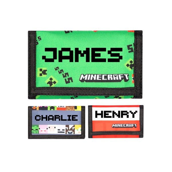 Minecraft - Kids Personalised Wallet - Video Game Money Wallet - Your Name Pixel Letters - Minecraft Gifts - Official Minecraft Merchandise