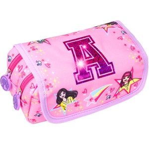 Gepersonaliseerde Barbie-etui, roze schattig gepersonaliseerd schooletui voor meisjes, briefpapierzakje met 2 grote vakken