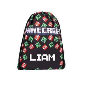 MINECRAFT Sac à cordon personnalisé - TNT/Creeper - PE Kit Bag for Kids Gym Bag Swimming Bag