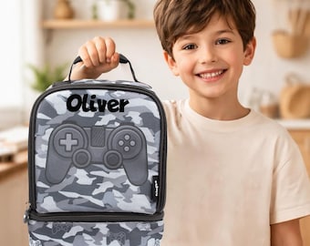 Personalisierte Gamer Lunch Bag für Kinder - voll isolierte Lunch Box - Pad Camo