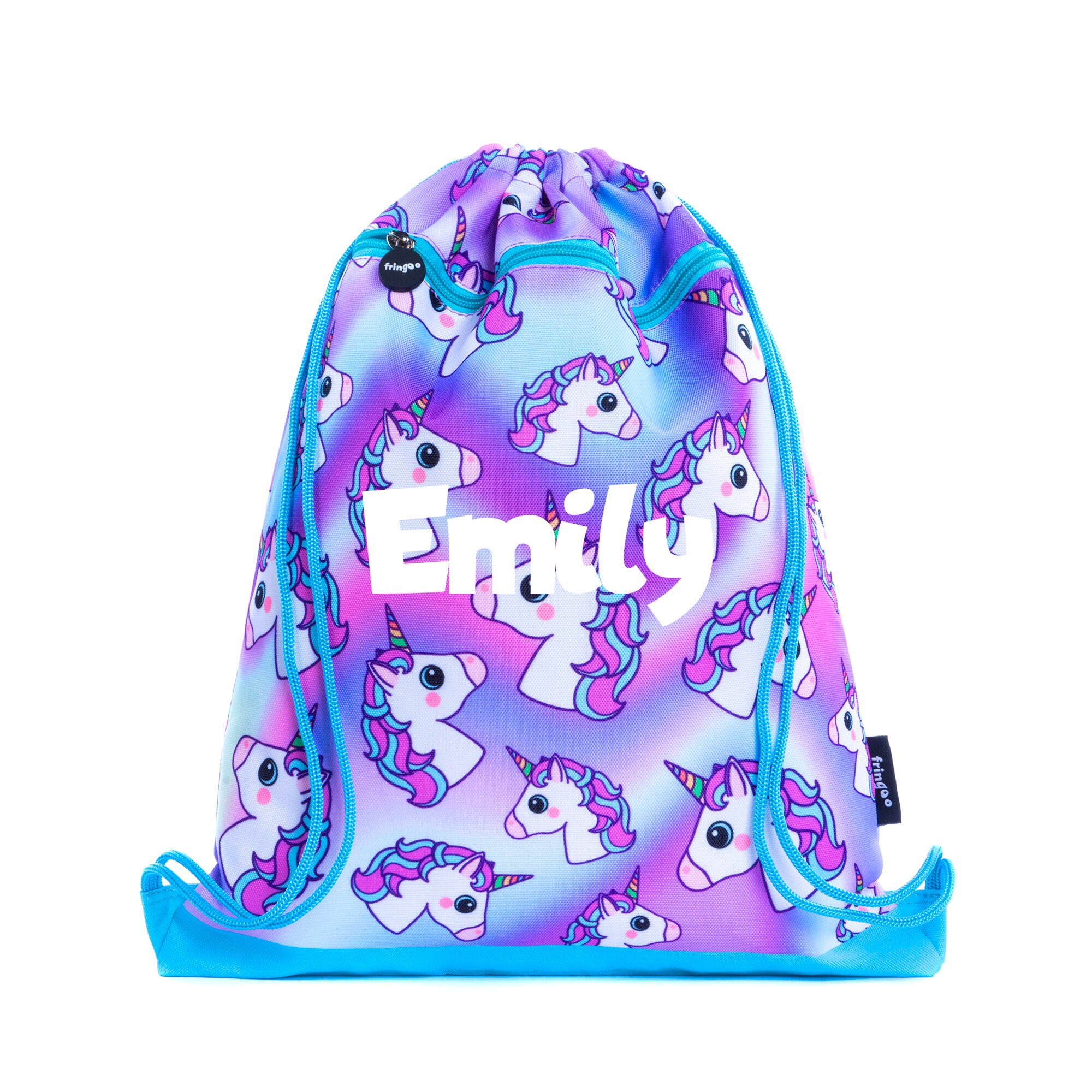 Fringoo Personalisierbare Kinder-Tasche Mit Kordelzug – Dinosaurier-Motiv, Mit Reißverschlusstasche, Für Sport & Schule