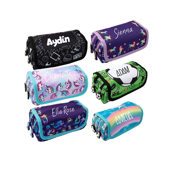 Personalised Kids Pencil Case 2 Compartment Large Stationery Pouch