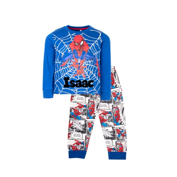 Marvel - Personalised Spiderman Pyjamas for Kids, Ages 2-9 - Long Sleeve Spiderman Pyjama Set - 100% Cotton - Official Marvel Merchandise