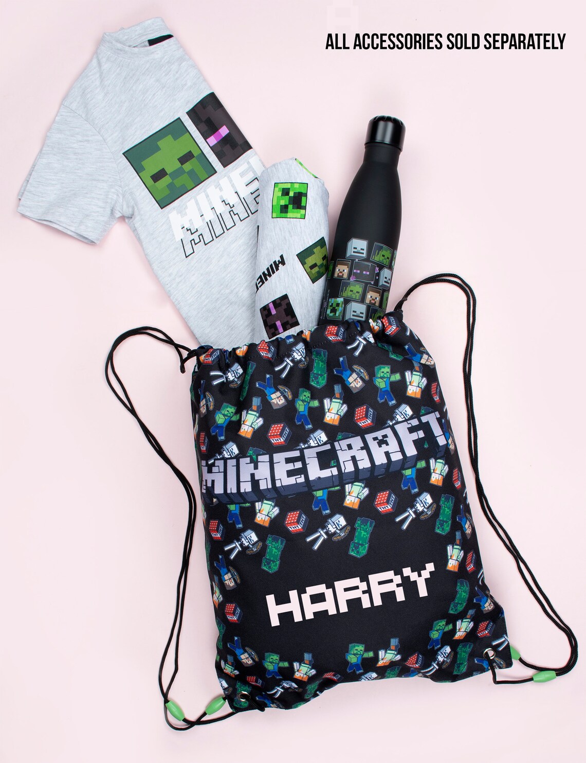 MINECRAFT Personalised Drawstring Bag Minecraft World PE Etsy
