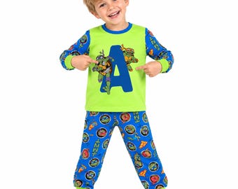 Kids Personalised Pyjama  Teenage Mutant Ninja Turtles | Initial Cotton Children Sleepwear