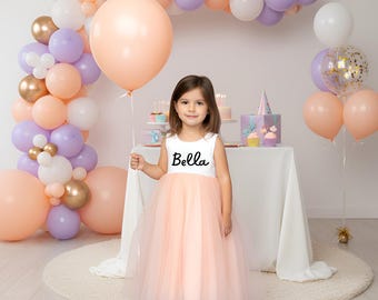 Personalised Girls Birthday Tutu Dress | Cotton Tulle Kids Party Outfit (2-7 Years)