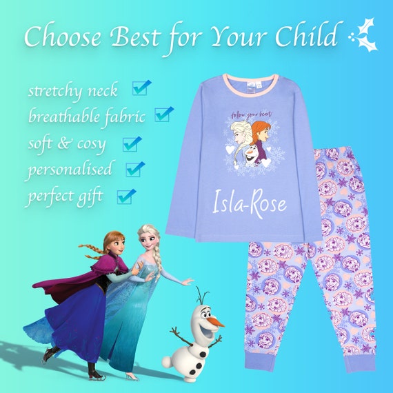 Disney Pyjama d hiver personnalise La Reine des neiges en coton doux et chaud pour fille Anna Elsa Design Etsy France