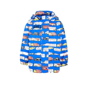 Fringoo Personalisierter Regenmantel für Jungen - Stau Regenmantel - Kinder Wasserfest - Farbwechsel Mantel - Blue Age 1-6