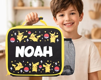 Spersonalizowana torba na lunch dla dzieci – szkolny lunchbox z izolacją – Pokemon