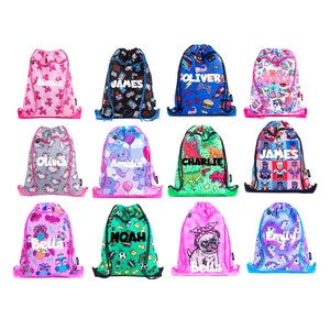 FRINGOO® Sacs personnalisés avec cordon de serrage pour enfants avec poche frontale zippée pour kit en PE, sac à dos d'école pour filles et garçons