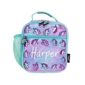 Personalised Kids Lunch Bag Thermal Insulated 2 Compartment Cooler Bag with Side Mesh Pocket Nursery School Travel Lunchie